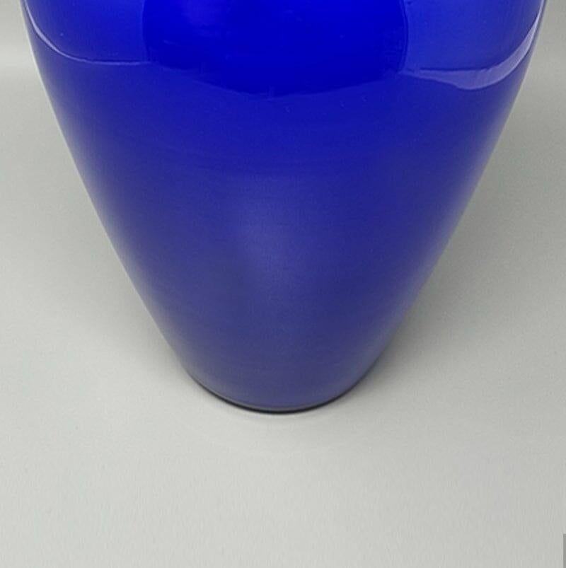 Art Glass 1970s Gorgeous Blue Vase by Ind. Vetraria Valdarnese. Made in Italy For Sale