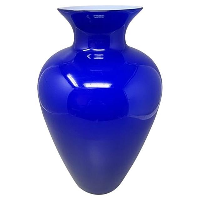 1970s Gorgeous Blue Vase by Ind. Vetraria Valdarnese. Made in Italy For Sale