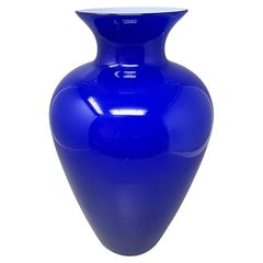 Vintage 1970s Gorgeous Blue Vase by Ind. Vetraria Valdarnese. Made in Italy