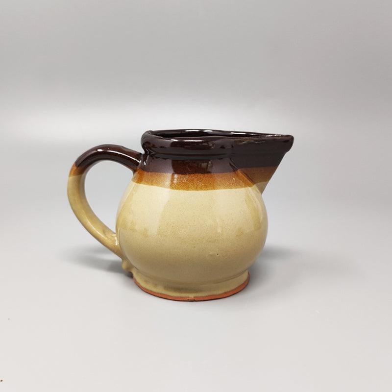 Fin du 20e siècle 1970 Gorgeous Brown Coffee Set in Faenza Ceramic, Handmade Made in Italy (Service à café brun en céramique de Faenza, fait à la main) en vente