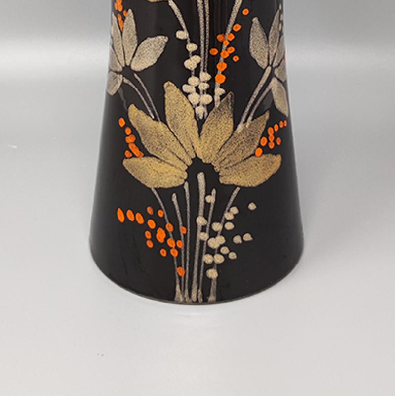 Late 20th Century 1970s Gorgeous brown vase ceramic by SIC hand-painted. Made in Italy For Sale