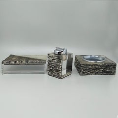 1970s Gorgeous Brutalist Smoking Set. Made in Italy