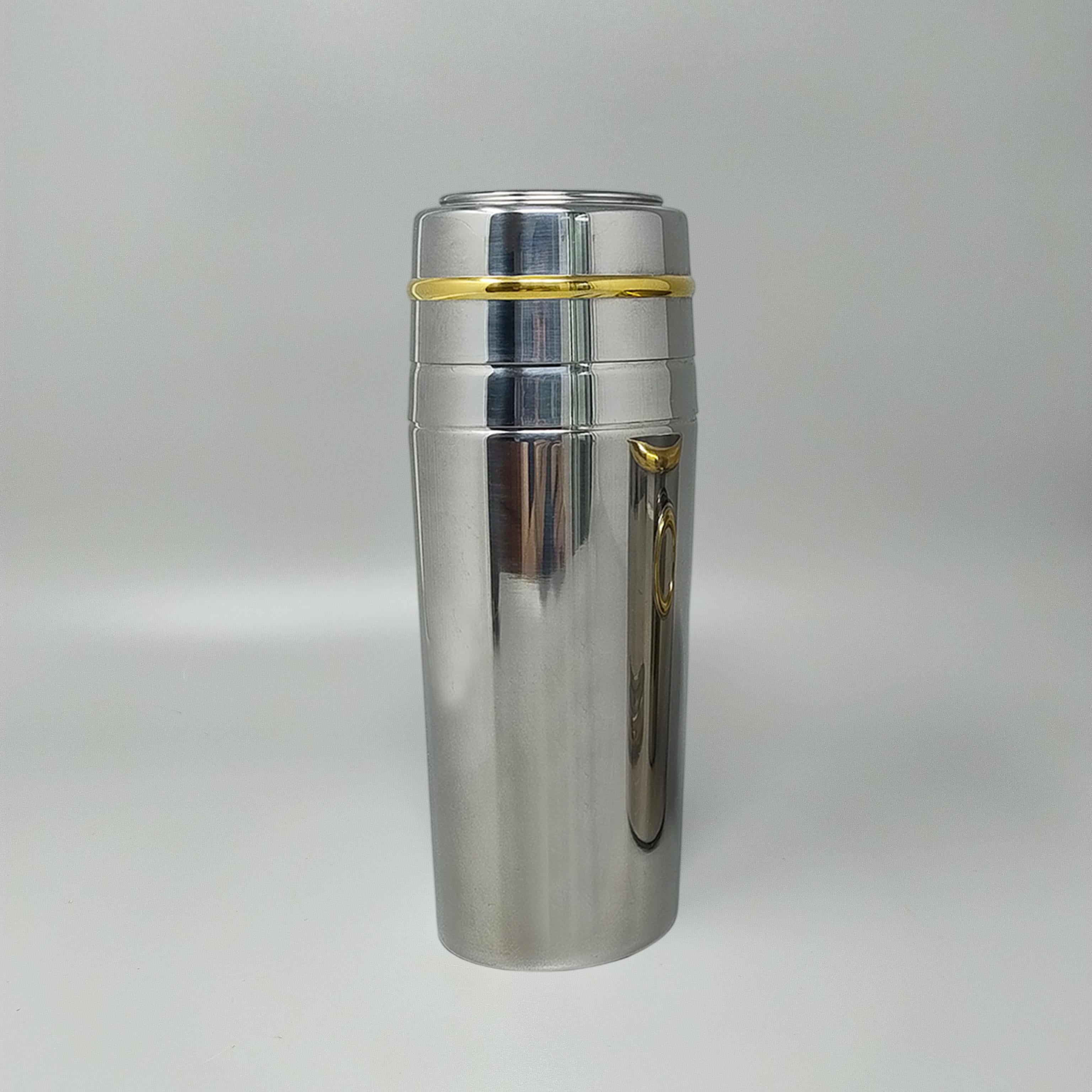 1970er Jahre Wunderschöner Cocktail Shaker in Gold 24K und Edelstahl mit Eiskübel b (Italienisch) im Angebot