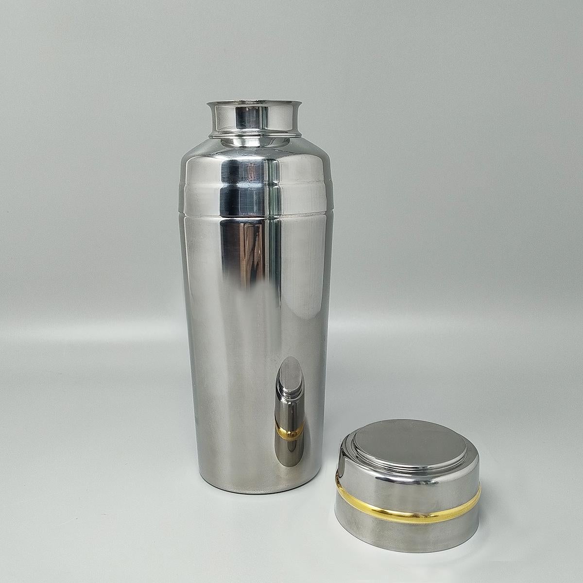 1970er Jahre Wunderschöner Cocktail Shaker in Gold 24K und Edelstahl mit Eiskübel b im Zustand „Hervorragend“ im Angebot in Milano, IT