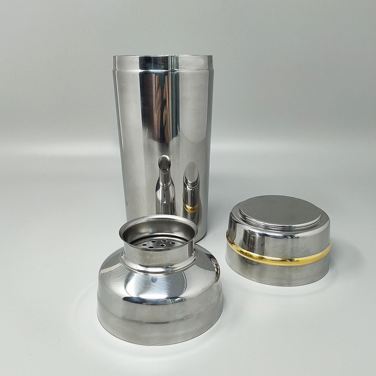 1970er Jahre Wunderschöner Cocktail Shaker in Gold 24K und Edelstahl mit Eiskübel b (Ende des 20. Jahrhunderts) im Angebot