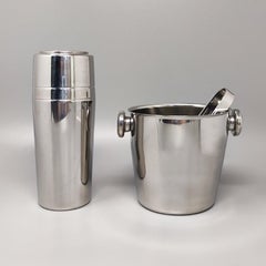 1970s Gorgeous Cocktail Shaker With Ice Bucket by Mepra. Made in Italy