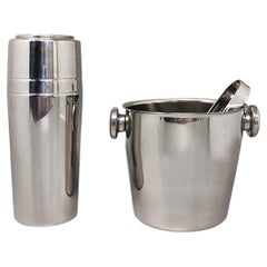 Magnifique shaker à cocktail avec seau à glace des années 1970 par Mepra. Fabriqué en Italie