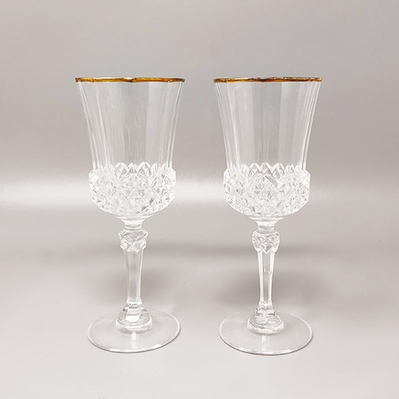 Late 20th Century 1970s Gorgeous Crystal Decanter with 2 Crystal Glasses by RCR. Made in Italy For Sale