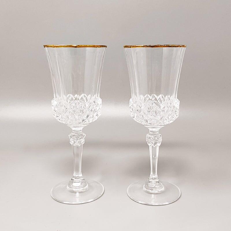 Preciosa jarra de cristal de los años 70 con 2 copas de cristal de RCR. Fabricado en Italia finales del siglo XX en venta