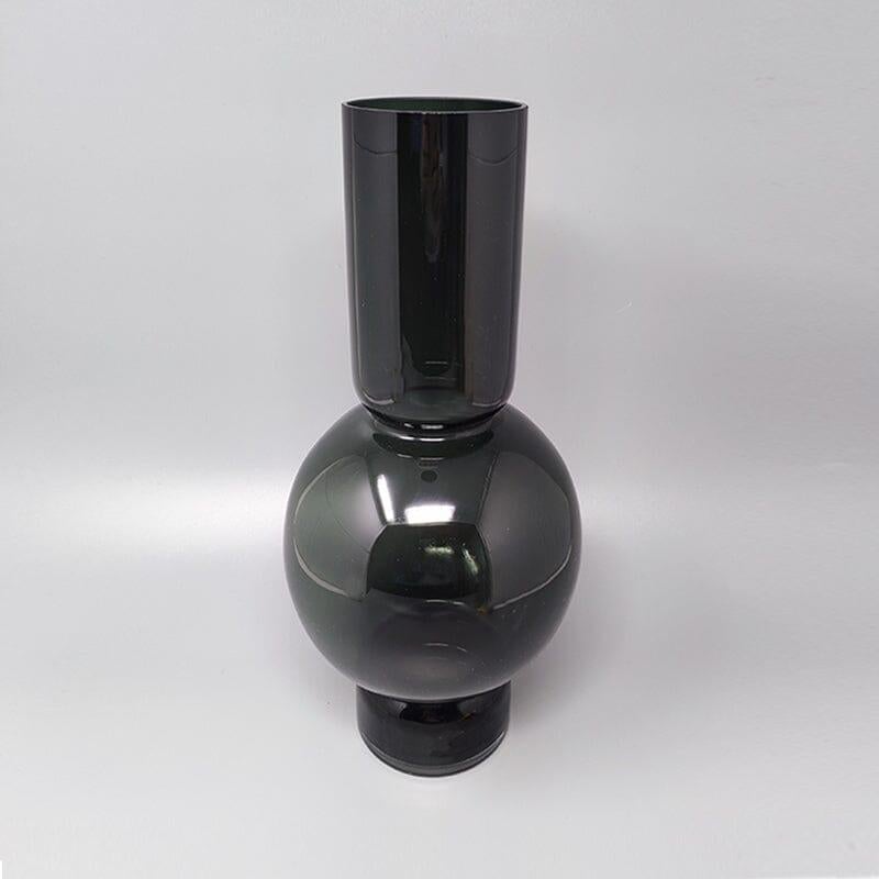 Mid-Century Modern 1970s Gorgeous Dark Green Vase by Ca dei Vetrai in Murano Glass, Made in Italy For Sale