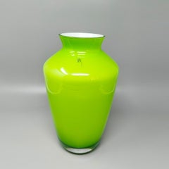 1970s Gorgeous Green Vase by Ind. Vetraria Valdarnese. Made in Italy