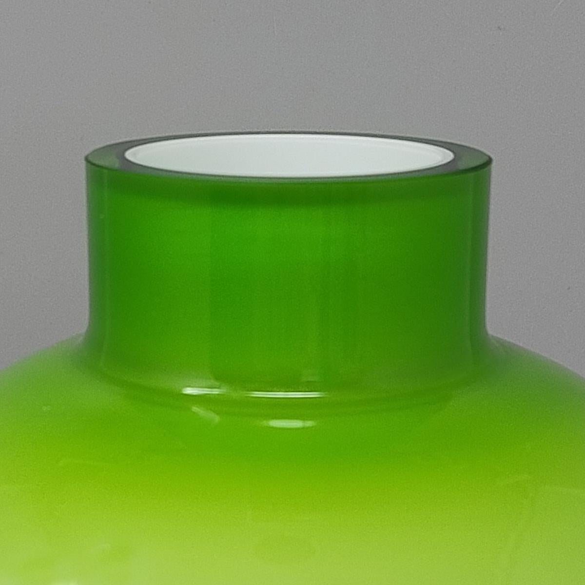 Late 20th Century 1970s Gorgeous Green Vase by Ind. Vetraria Valdarnese. Made in Italy For Sale