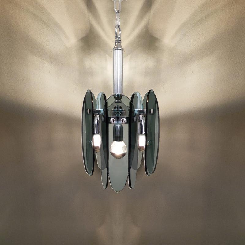 Late 20th Century 1970s Gorgeous Grey Smoked Chandelier by Veca in Murano Glass. Made in Italy For Sale