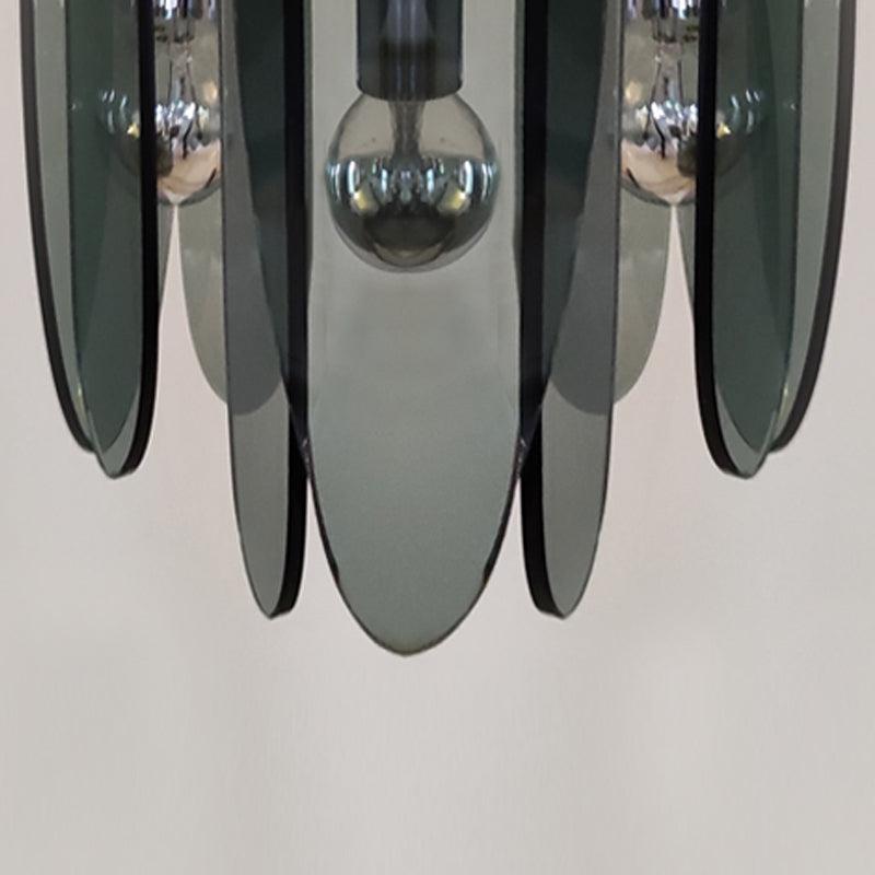 1970s Gorgeous Grey Smoked Chandelier by Veca in Murano Glass. Made in Italy For Sale 2