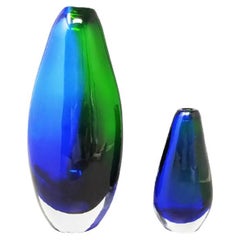 1970s Gorgeous Pair of Vases by Flavio Poli in Murano Glass, Made in Italy