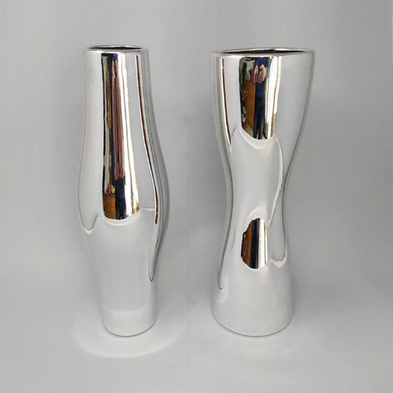 1970s Gorgeous Pair of Vases in Ceramic. Made in Italy In Excellent Condition For Sale In Milano, IT