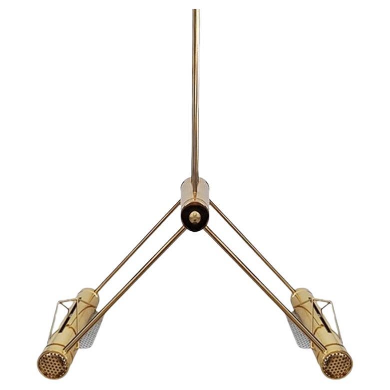 Lampada a sospensione "Trapezio" in ottone di Cattaneo, anni '70. Prodotto in Italia in vendita