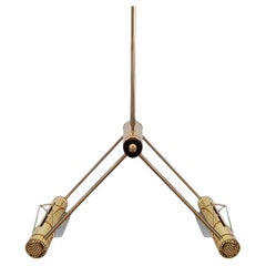 1970s Gorgeous "Trapezio" Pendant Lamp in Brass by Cattaneo. Made in Italy