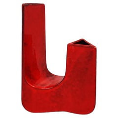 1970s Gorgeous Red Vase in Ceramic by Pietro Arosio for Parravicini.