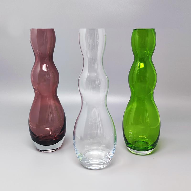 Space Age 1970s Gorgeous Set of 3 Vases in Murano Glass by Nason, Made in Italy For Sale