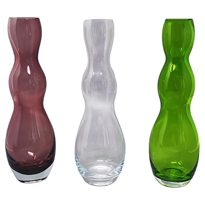 1970s Gorgeous Set of 3 Vases in Murano Glass by Nason, Made in Italy For Sale