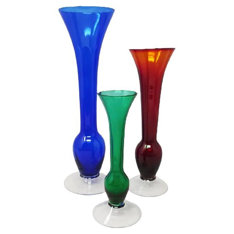 1970s Set of 3 Vases in Murano Glass, Made in Italy For Sale