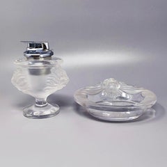 1970s Gorgeous Smoking Set by Lalique, Signed on the Bottom, Made in France