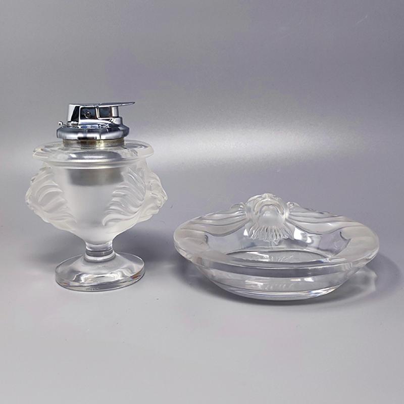 Mid-Century Modern 1970s Gorgeous Smoking Set by Lalique, Signed on the Bottom, Made in France For Sale