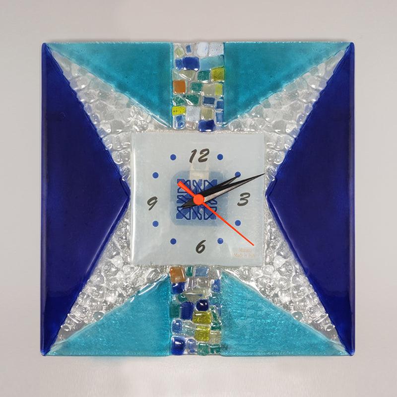 1970s Gorgeous wall clock in Murano glass by 