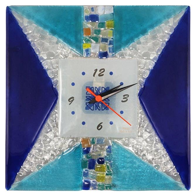 1970s Gorgeous Wall Clock in Murano Glass by "CSC", Made in Italy