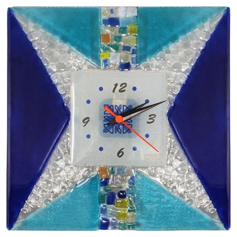 1970s Gorgeous Wall Clock in Murano Glass by "CSC", Made in Italy at 1stDibs