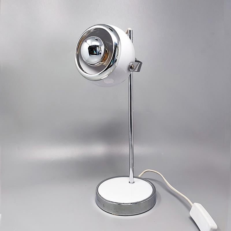 Italian 1970s Gorgeous White Eyeball Table Lamp by Veneta Lumi, Made in Italy For Sale