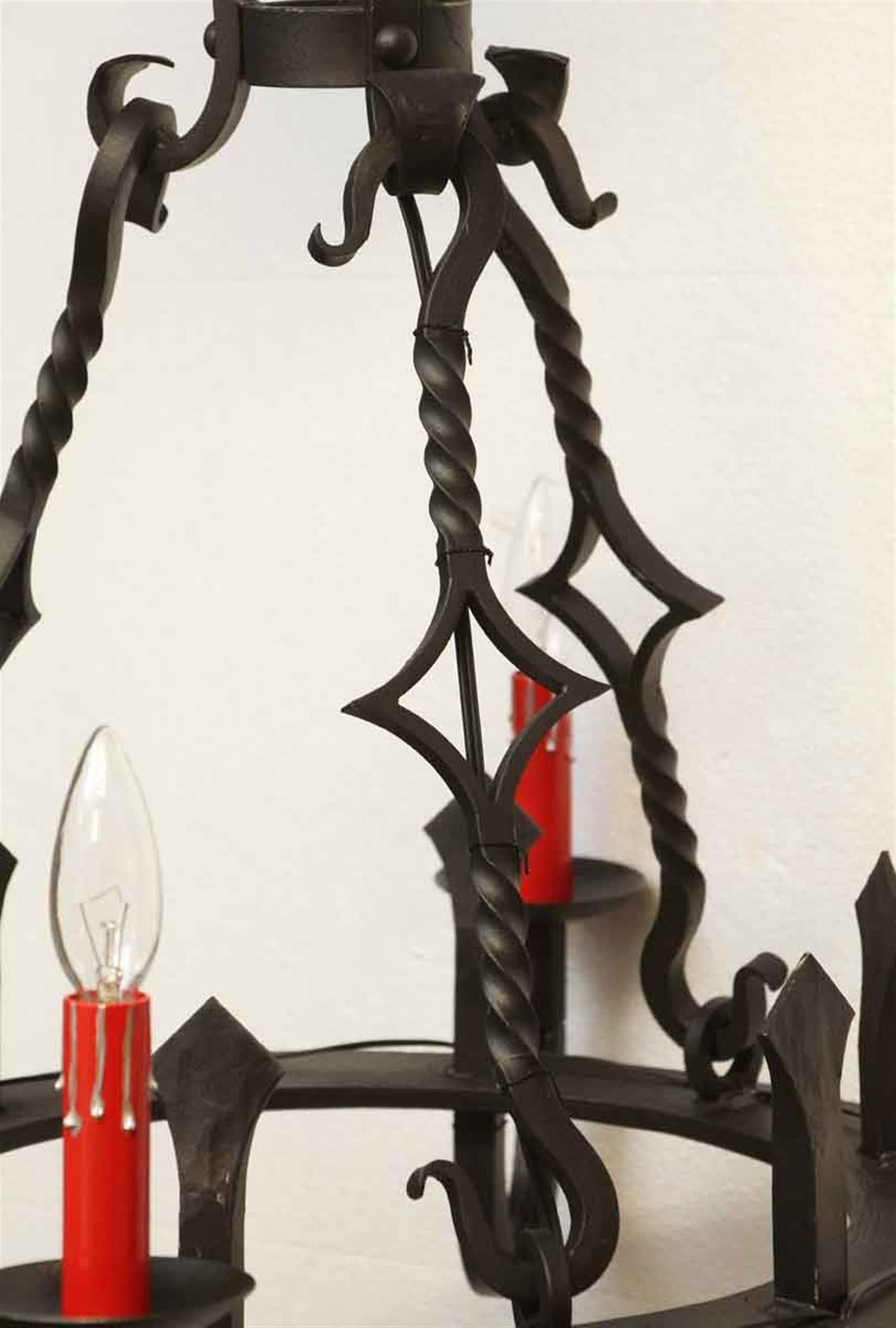 black wrought iron candle chandelier