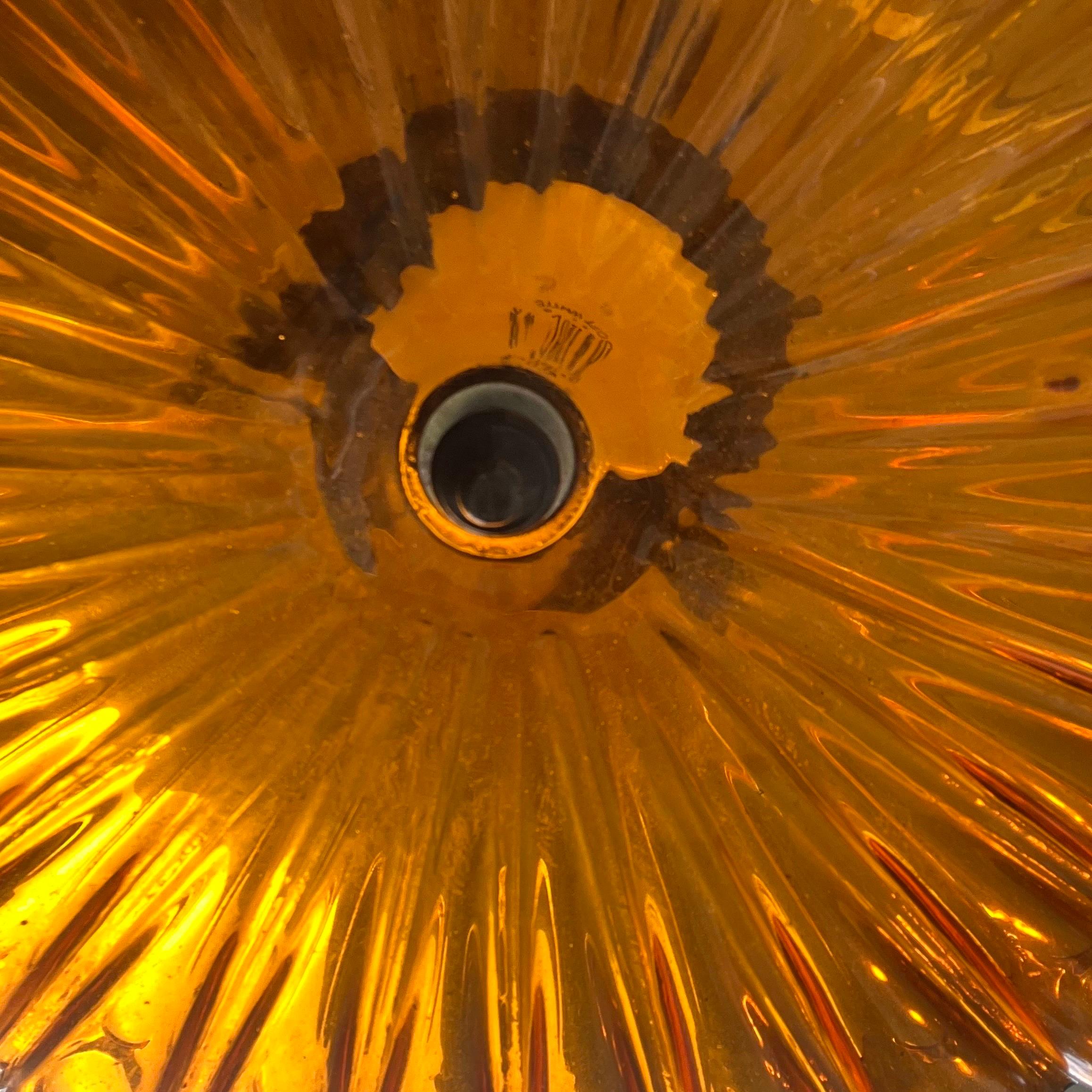 1970’s Gothic/Spanish Revival Amber Bubble Glass Pendant Light/Chandelier  2