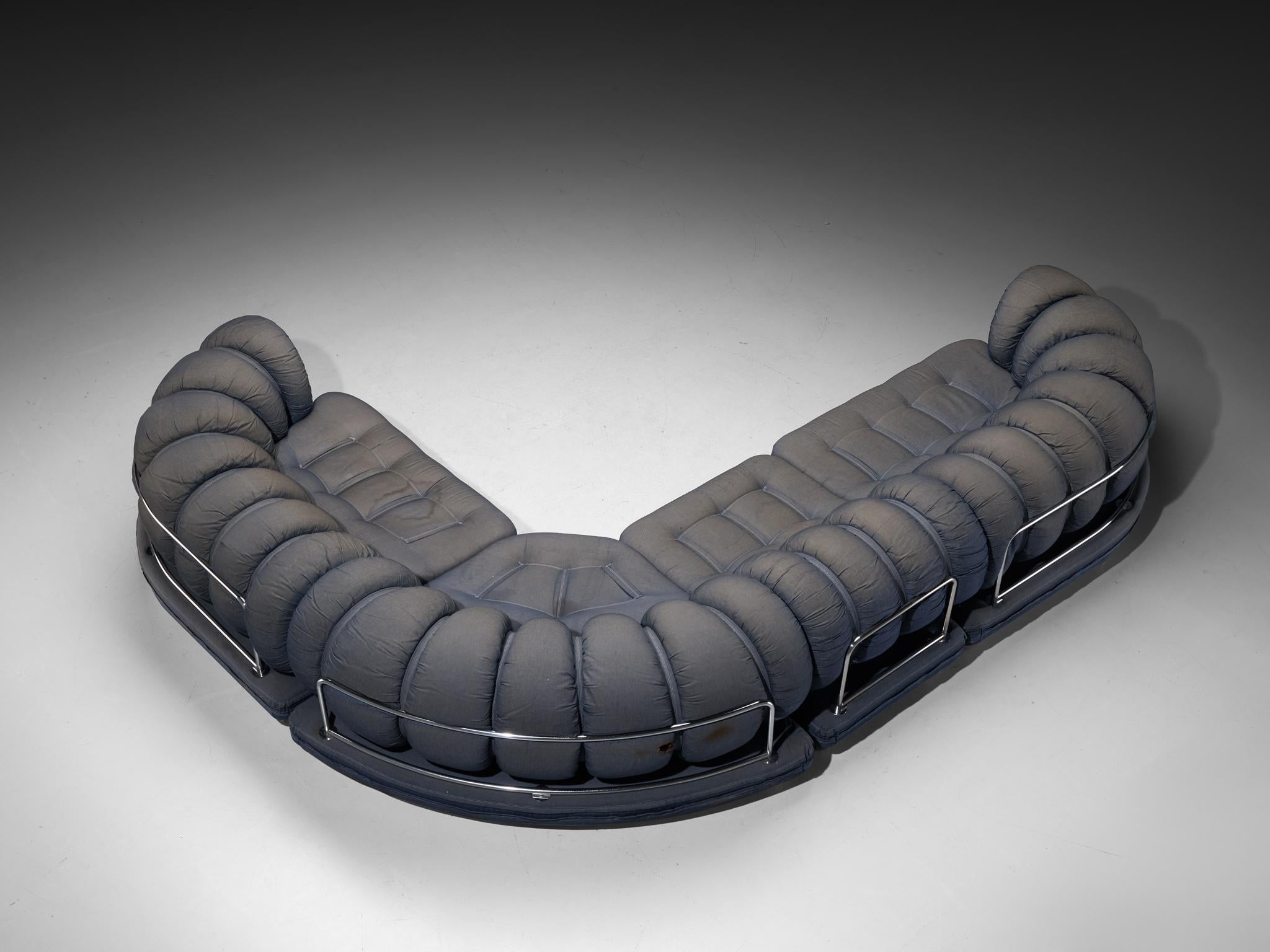 1970s Grand Italian Postmodern Curved Sectional Sofa 5