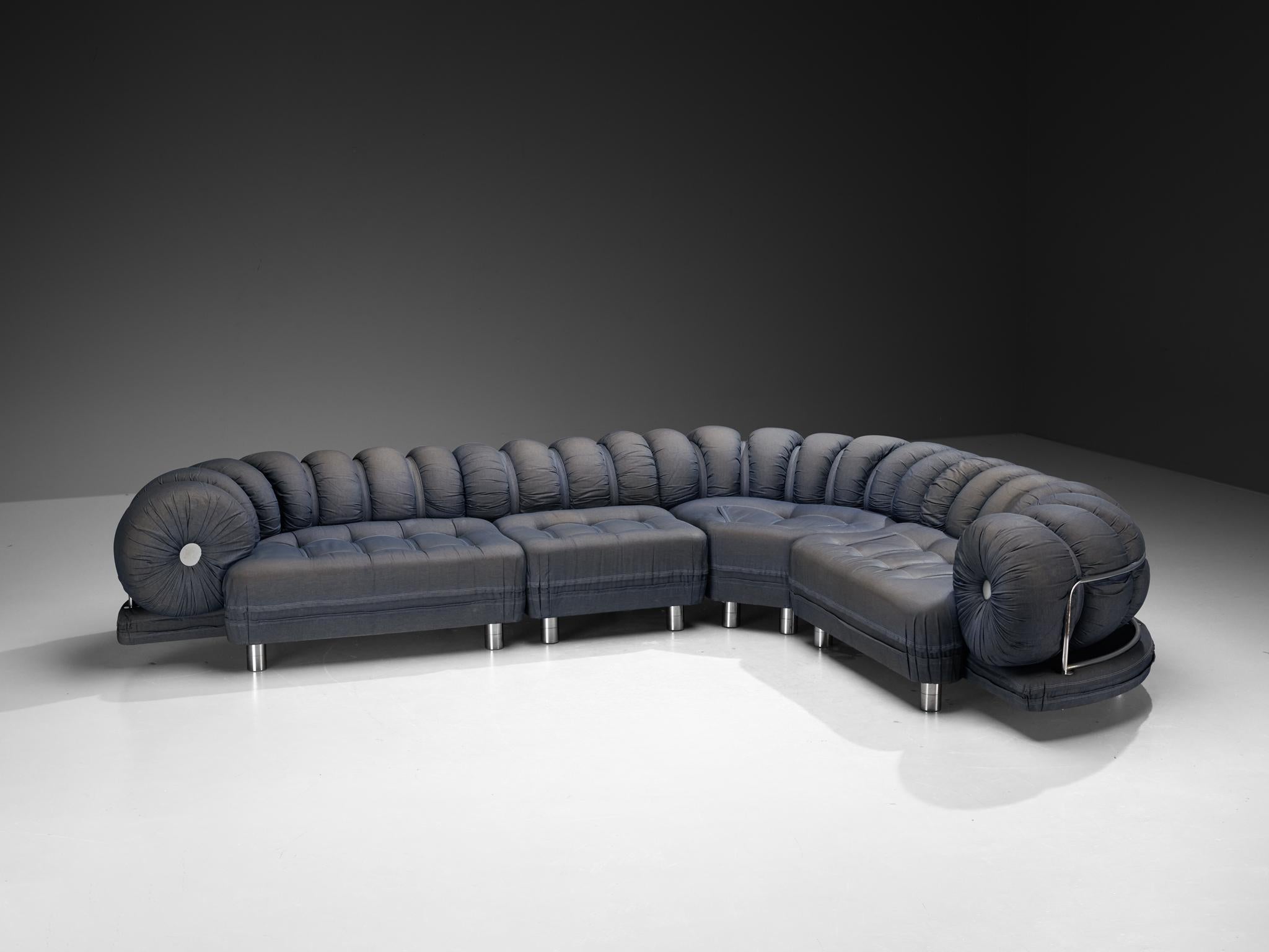 1970s Grand Italian Postmodern Curved Sectional Sofa 6