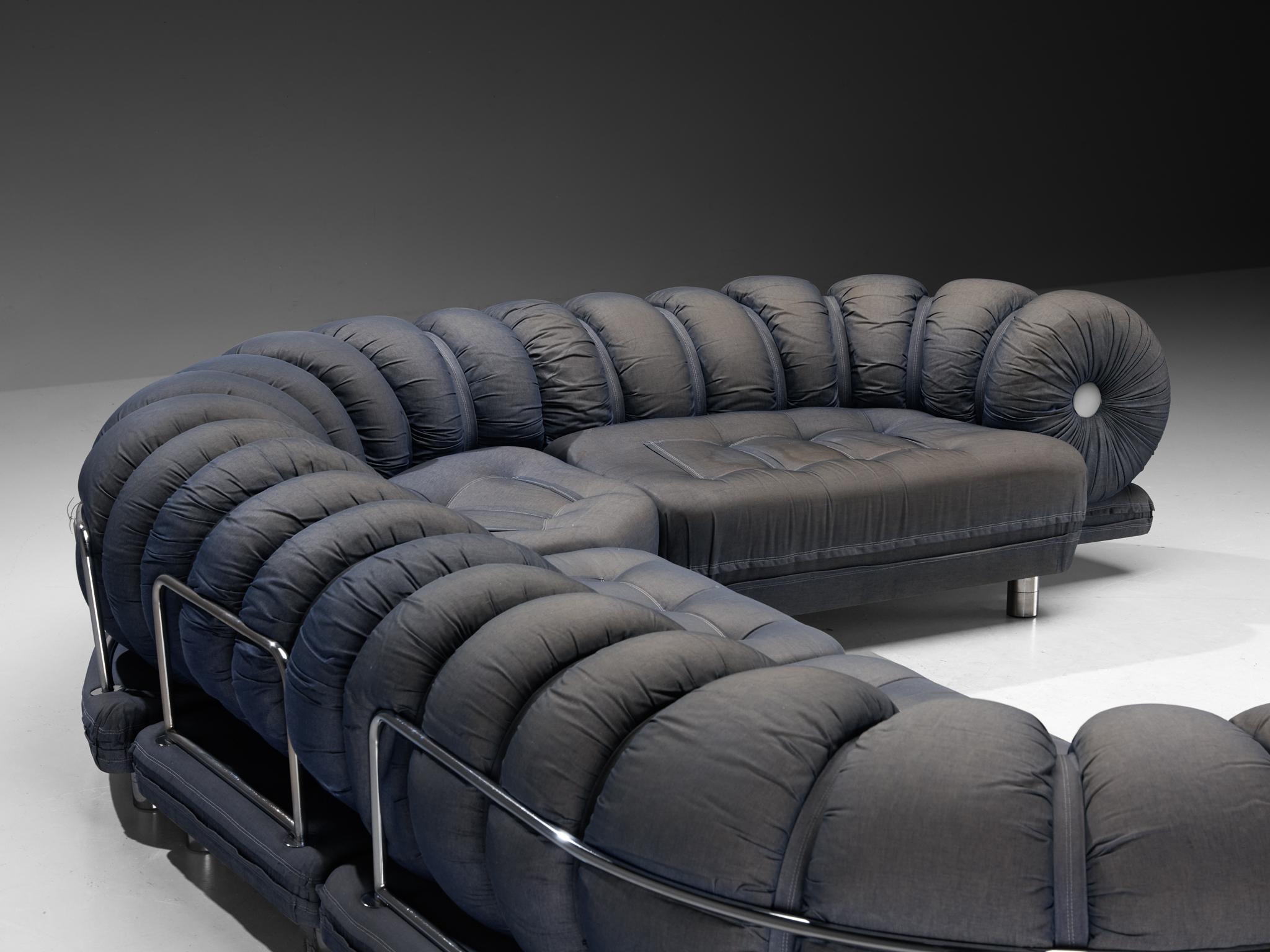 Post-Modern 1970s Grand Italian Postmodern Curved Sectional Sofa