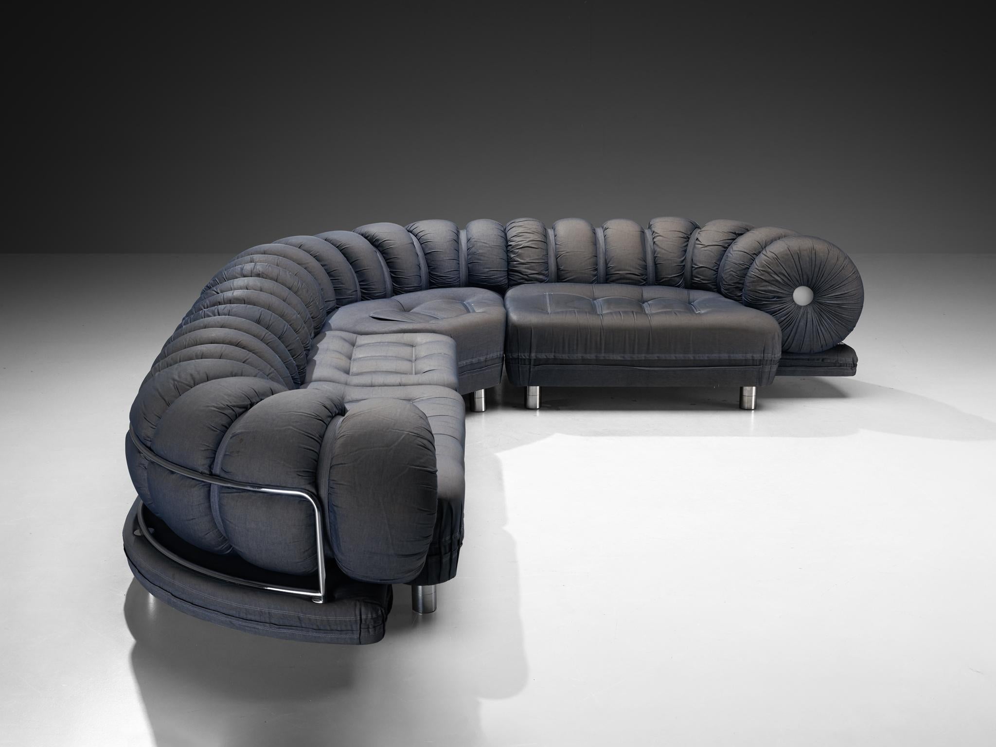 Late 20th Century 1970s Grand Italian Postmodern Curved Sectional Sofa