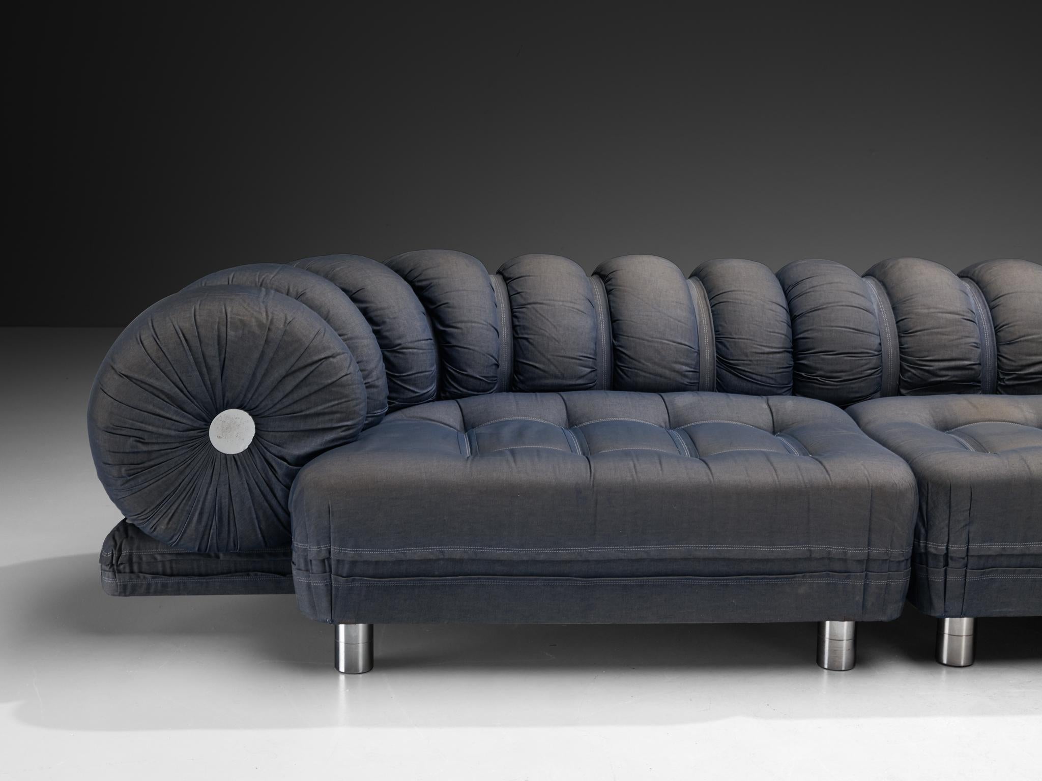 Steel 1970s Grand Italian Postmodern Curved Sectional Sofa