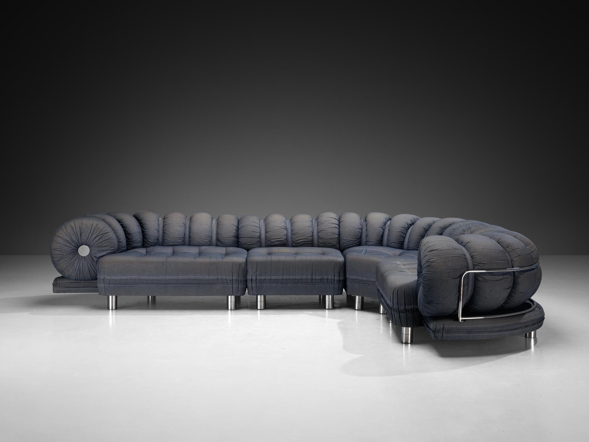 1970s Grand Italian Postmodern Curved Sectional Sofa 1
