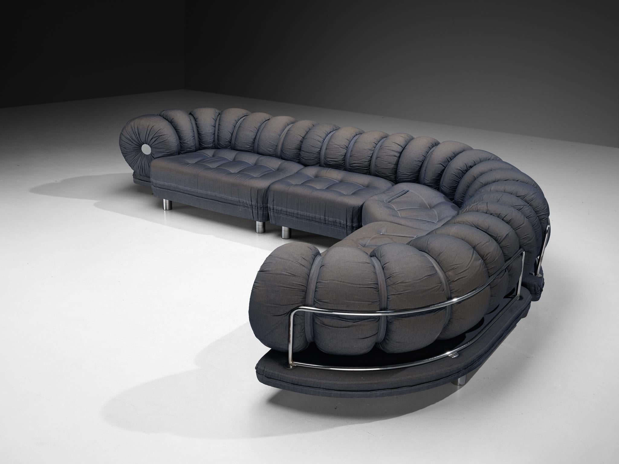 1970s Grand Italian Postmodern Curved Sectional Sofa 2