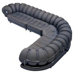 1970s Grand Italian Postmodern Curved Sectional Sofa