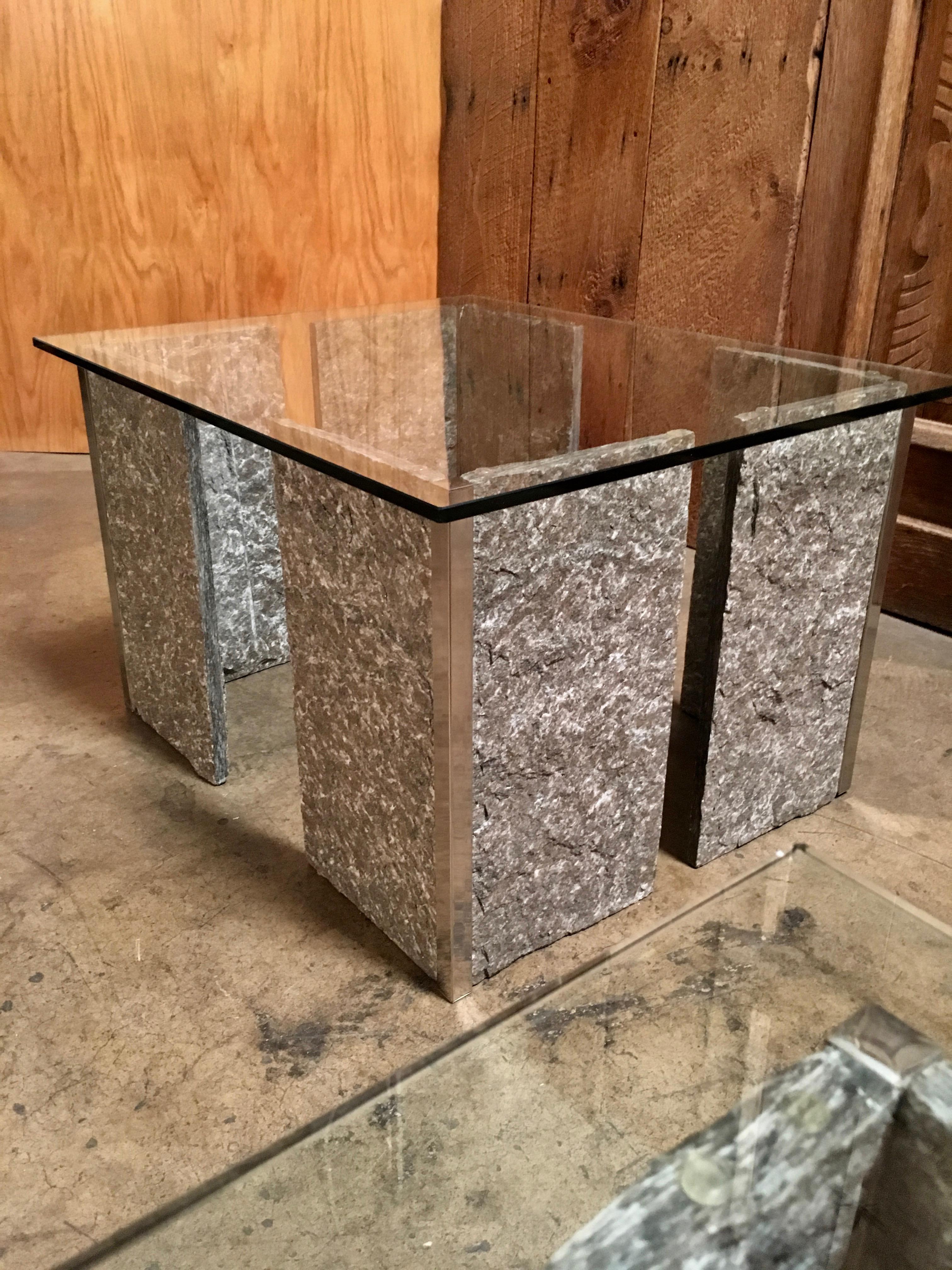 1970s Granite and Chrome End Tables 3