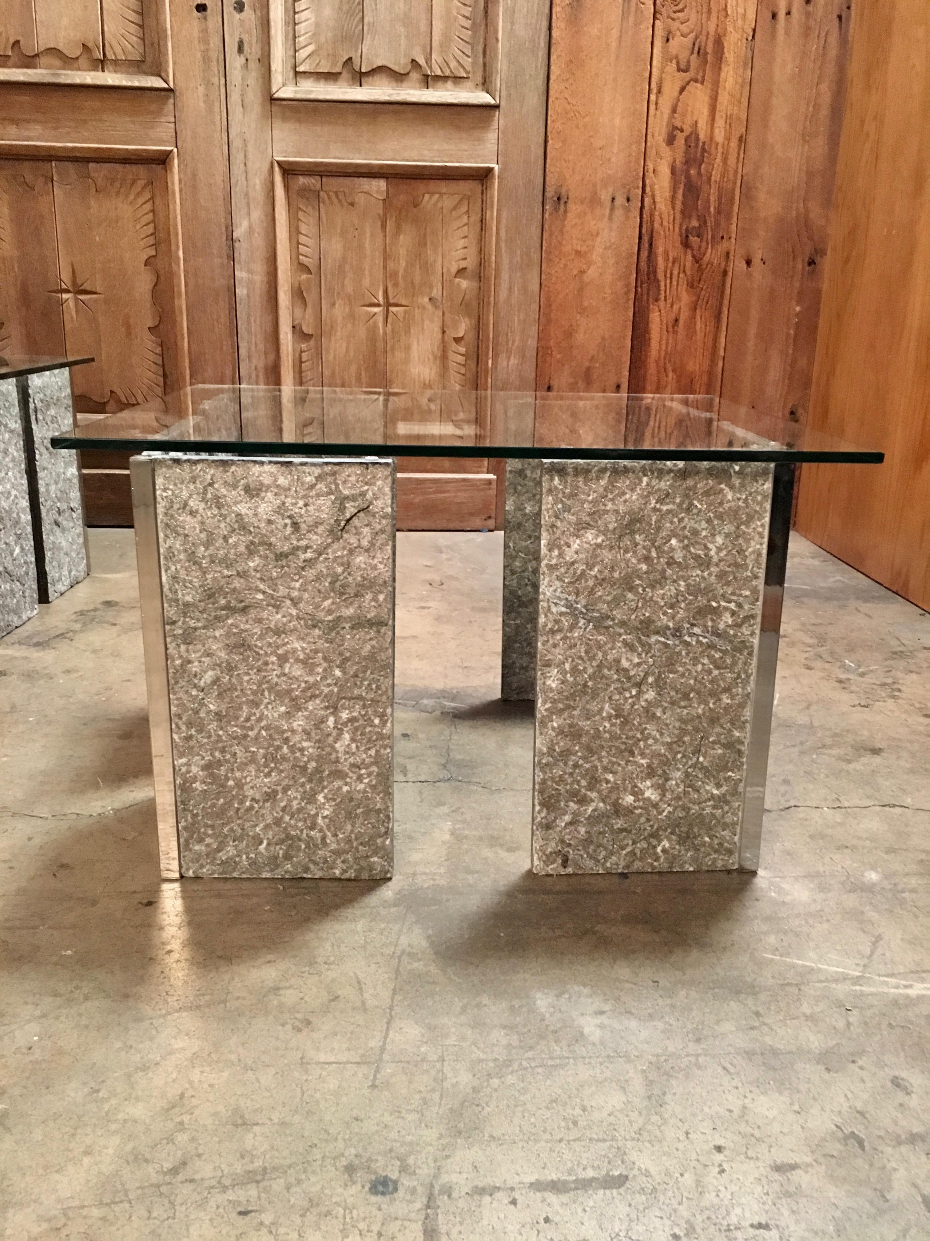 1970s Granite and Chrome End Tables 5