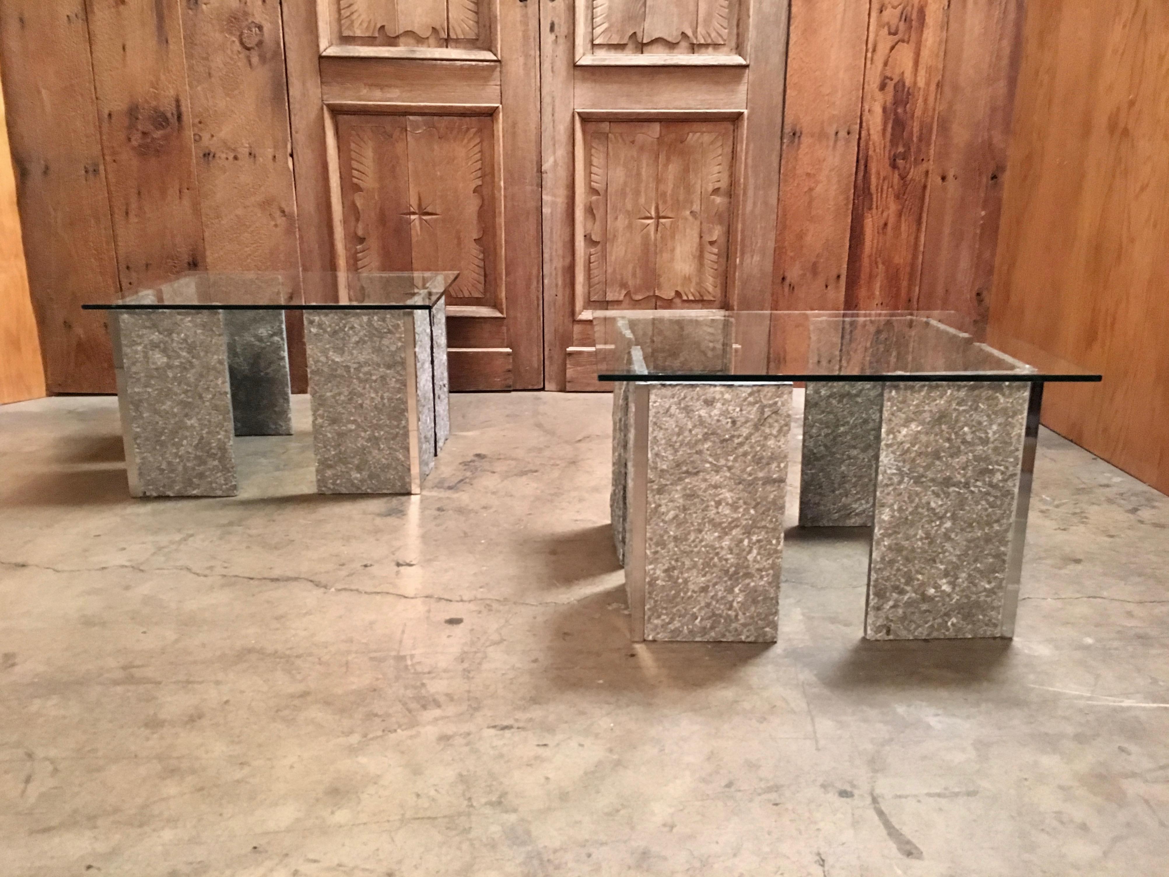 1970s Granite and Chrome End Tables 6