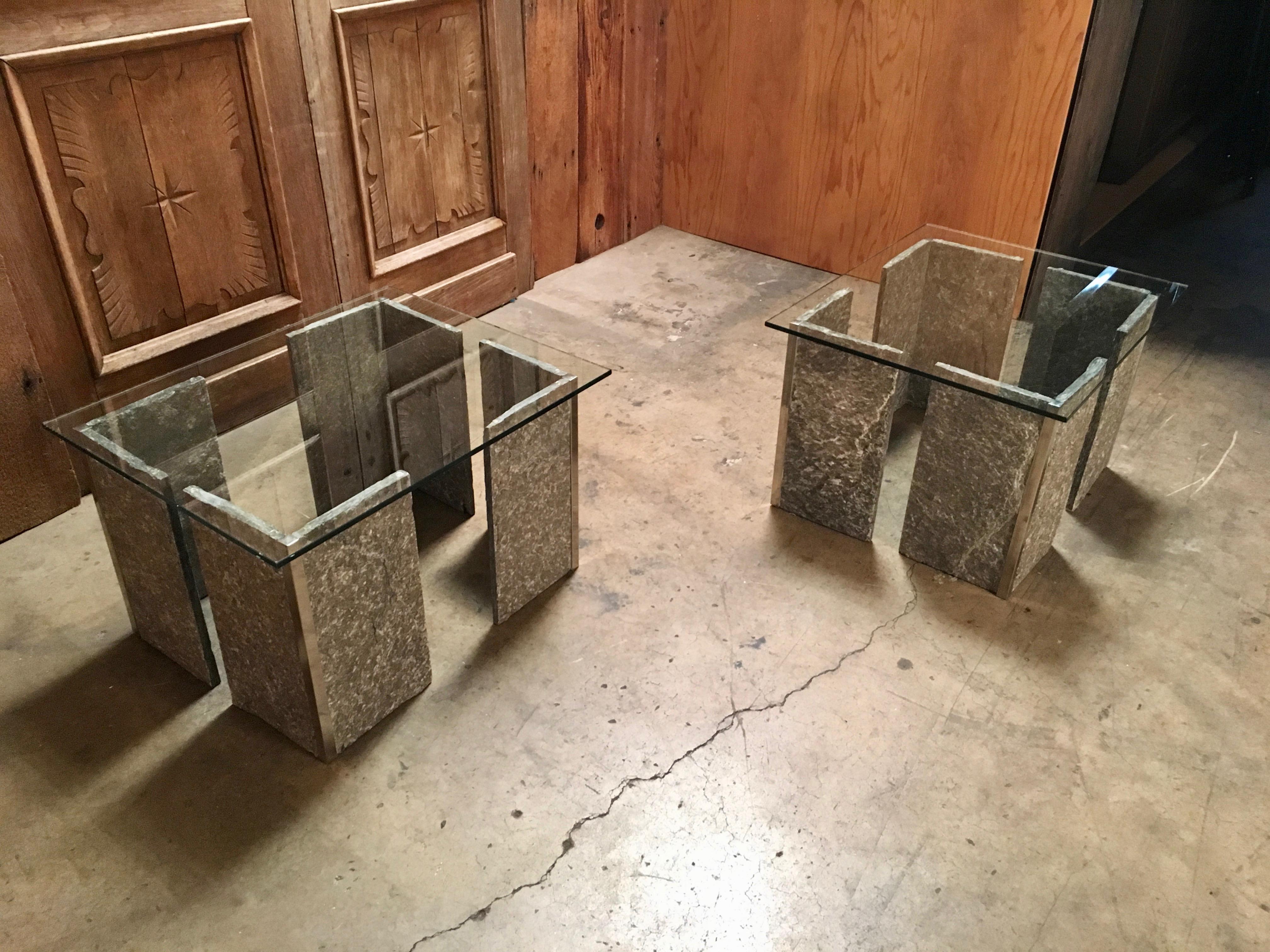 1970s Granite and Chrome End Tables 8