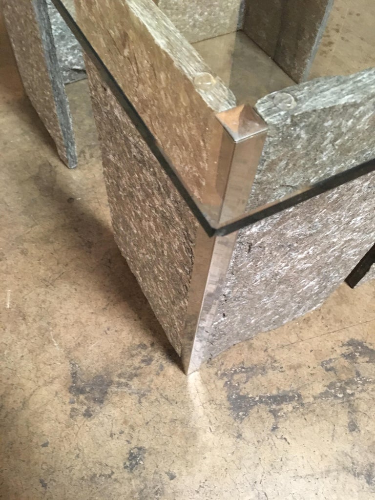1970s Granite and Chrome End Tables For Sale at 1stDibs