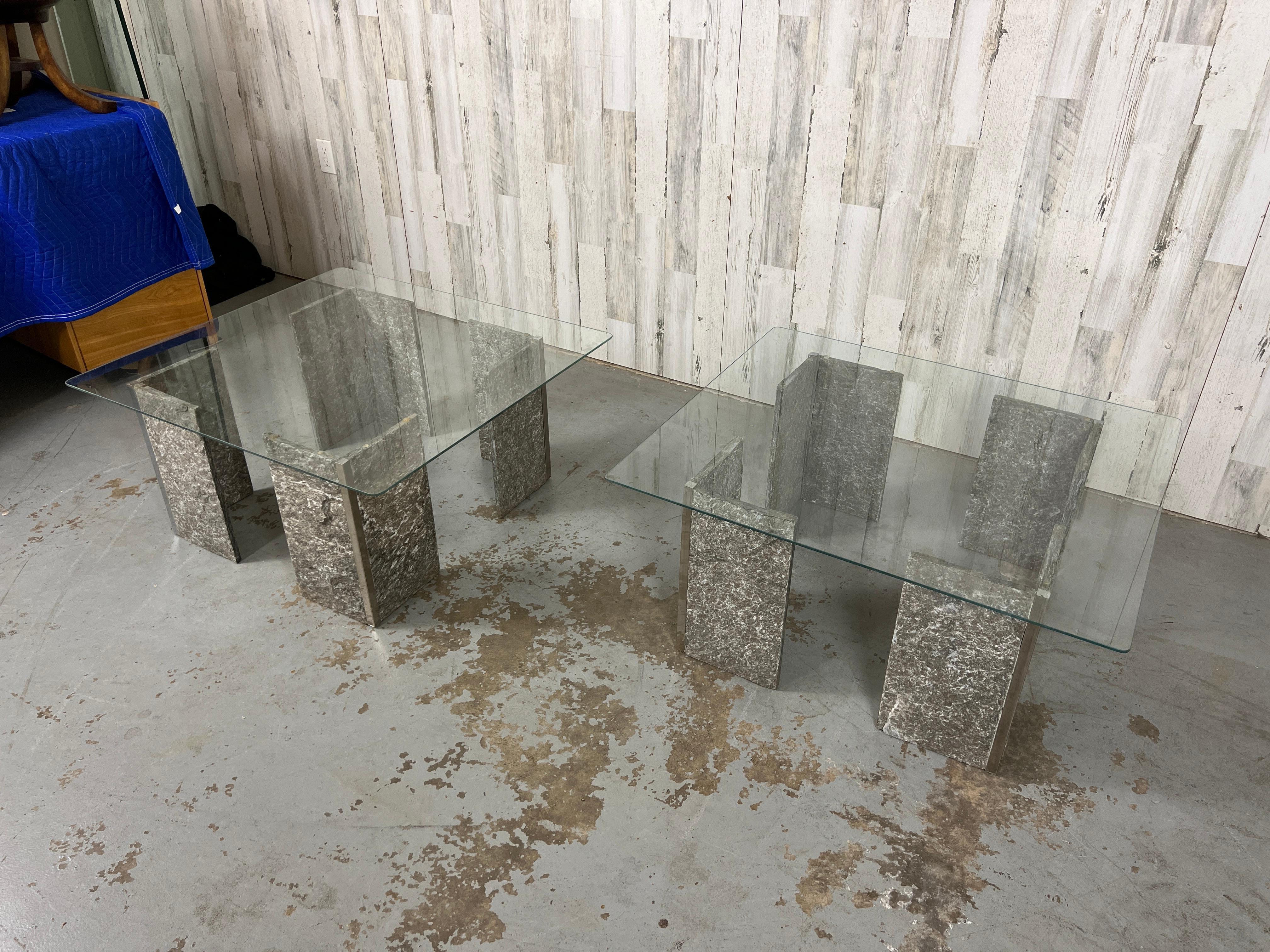 North American 1970s Granite and Chrome End Tables For Sale