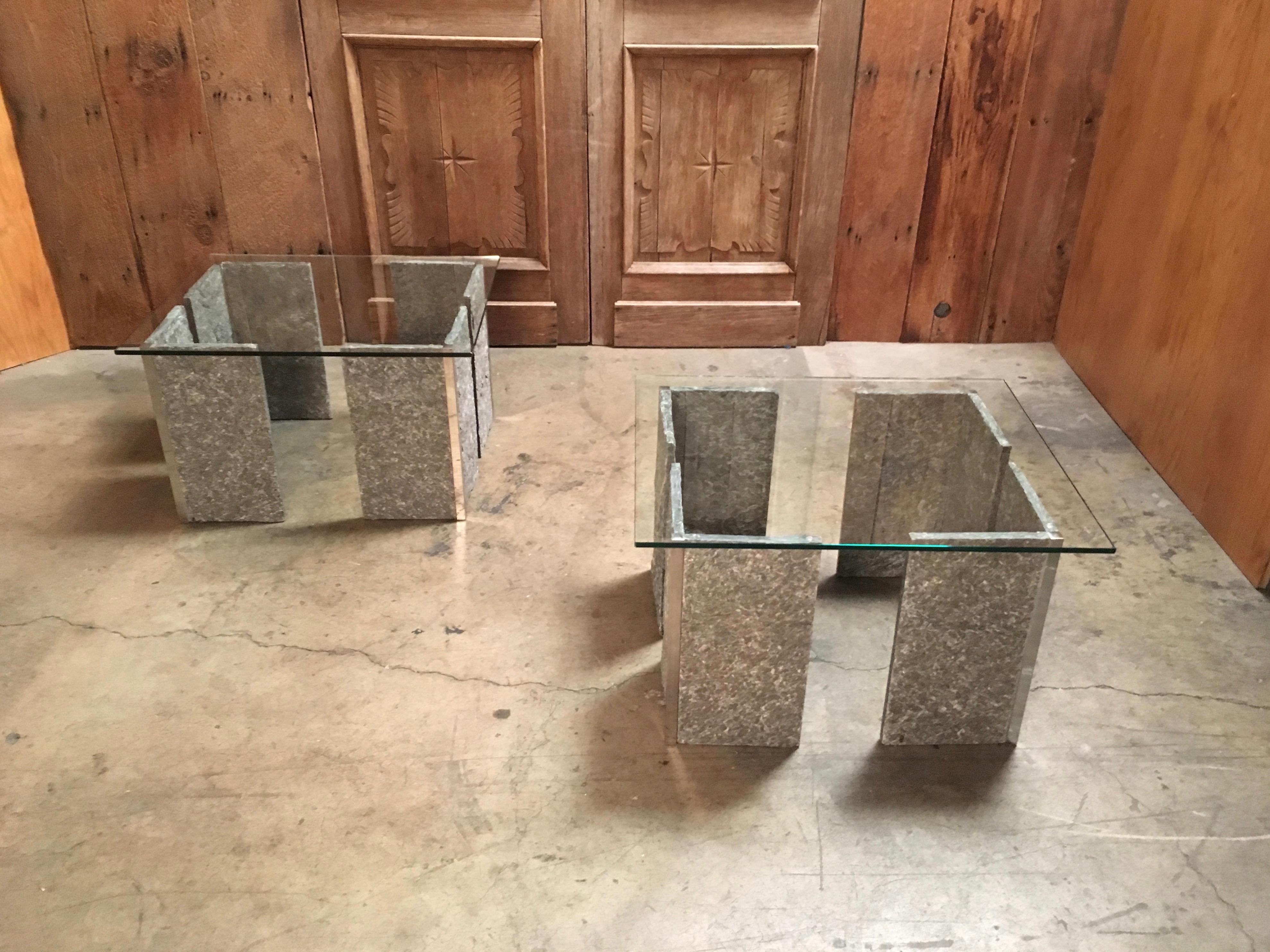 1970s Granite and Chrome End Tables 1
