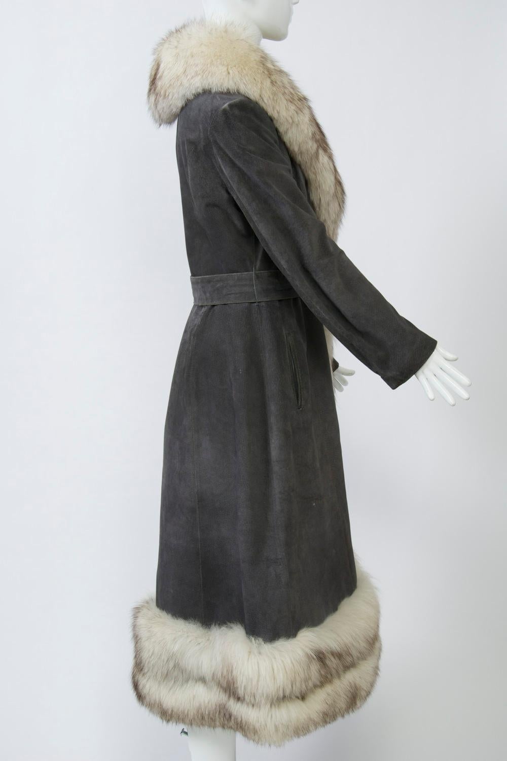 vintage suede coat with fur trim